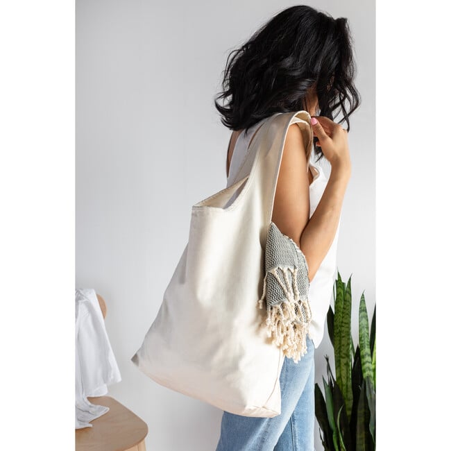 Women's Solid Wide-Strap Slouchy Bag, Natural - Bags - 3