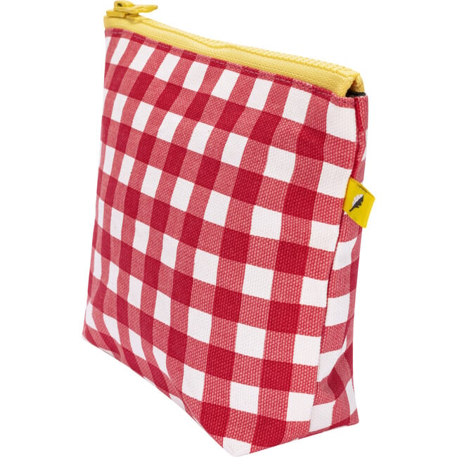 Women's Gingham Tiny Zip Pouch, Red - Bags - 2