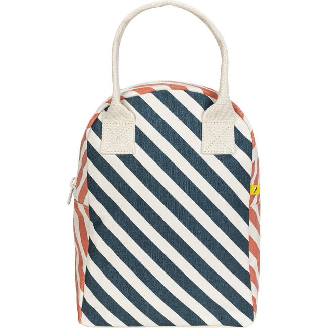 Striped Zipper Lunch Bag, Teal And Apricot