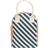 Striped Zipper Lunch Bag, Teal And Apricot - Lunchbags - 1 - thumbnail