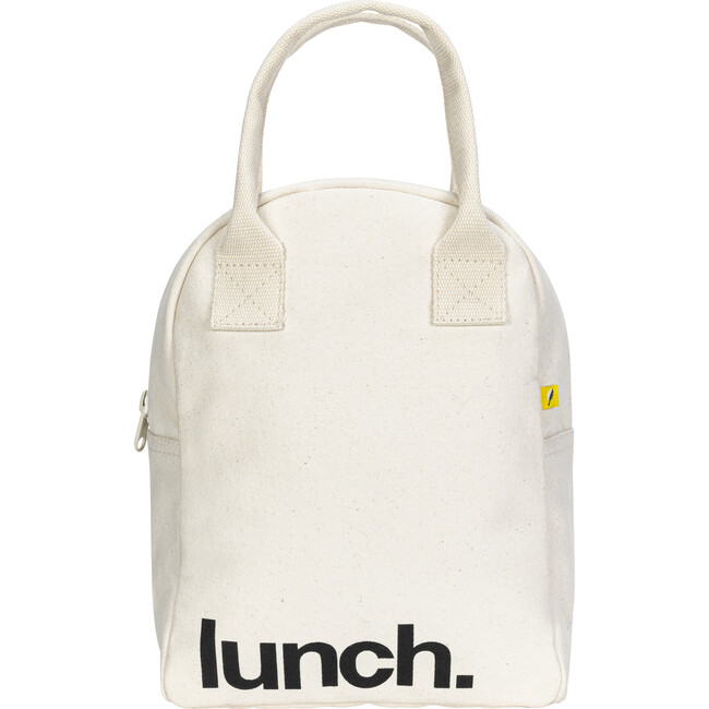 Print Zipper Lunch Bag, 'Lunch' Natural