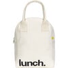 Print Zipper Lunch Bag, 'Lunch' Natural - Lunchbags - 1 - thumbnail