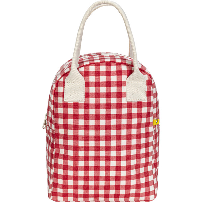 Gingham Zipper Lunch Bag, Red