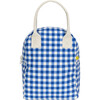 Gingham Zipper Lunch Bag, Blue - Lunchbags - 1 - thumbnail