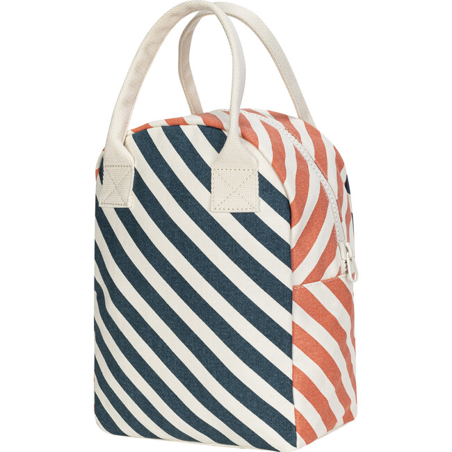 Striped Zipper Lunch Bag, Teal And Apricot - Lunchbags - 2