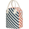Striped Zipper Lunch Bag, Teal And Apricot - Lunchbags - 2