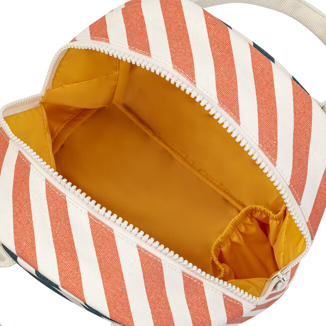 Striped Zipper Lunch Bag, Teal And Apricot - Lunchbags - 3