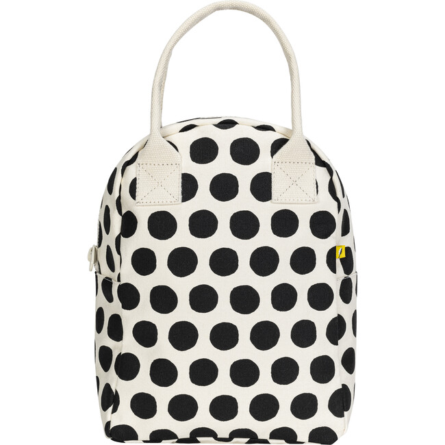 Dots Zipper Lunch Bag, Black And White