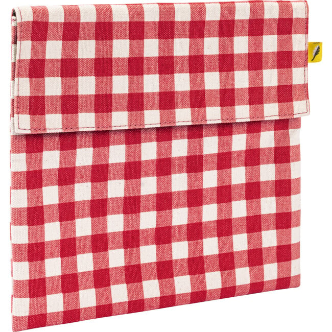 Gingham Velcro Flip Snack Bag, Red - Lunchbags - 4