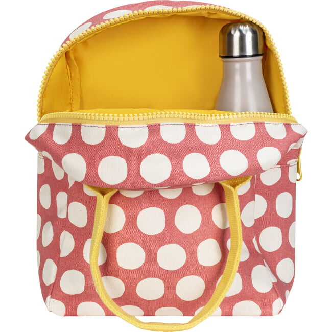 Dots Zipper Lunch Bag, Pink - Lunchbags - 4