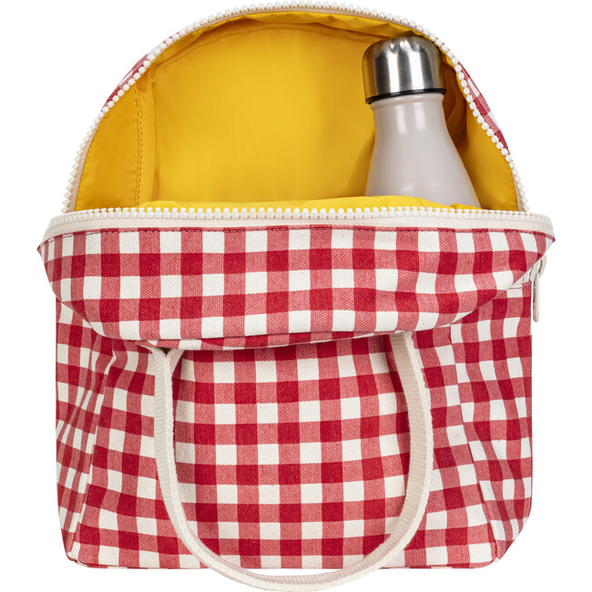 Gingham Zipper Lunch Bag, Red - Lunchbags - 4