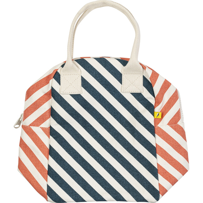 Striped Zipper Lunch Bag, Teal And Apricot - Lunchbags - 5