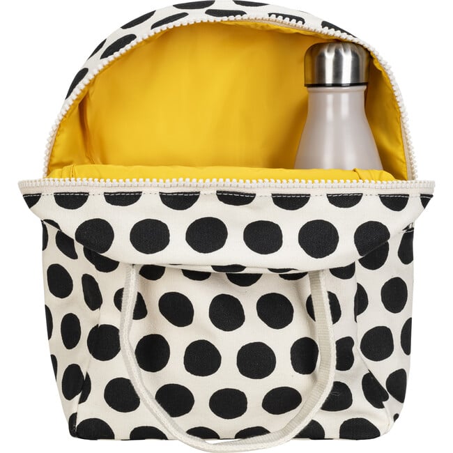 Dots Zipper Lunch Bag, Black And White - Lunchbags - 4