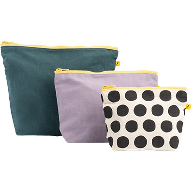 Women's Zip Pouch Set, Solids And Dots (Set Of 3)