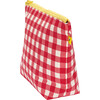 Women's Gingham Mid Zip Pouch, Red - Bags - 2