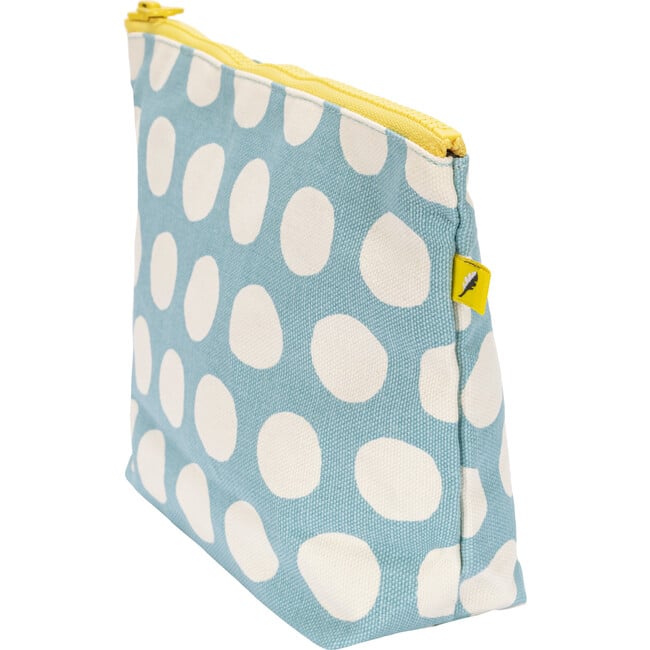 Women's Dots Mid Zip Pouch, Blue - Bags - 2