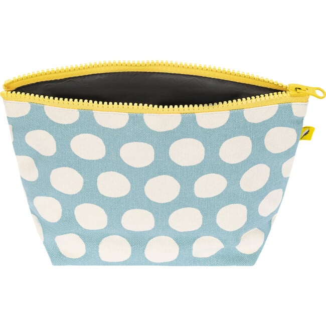 Women's Dots Mid Zip Pouch, Blue - Bags - 3