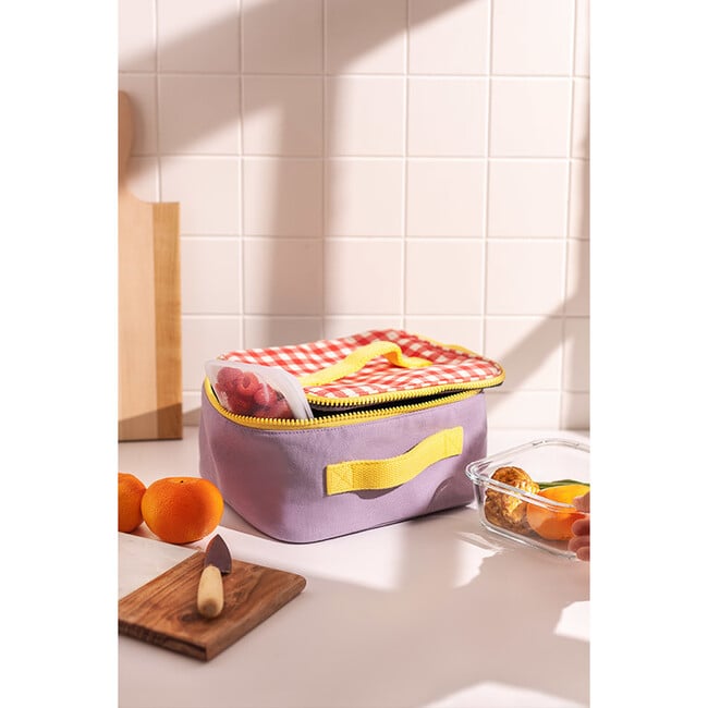 Gingham Square Lunch Bag, Red - Lunchbags - 6