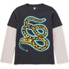 Snake Layer Sleeve Graphic Tee, Indigo - T-Shirts - 1 - thumbnail
