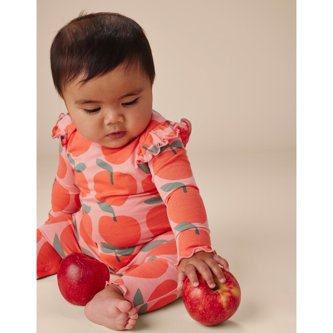 Print Ruffle Shoulder Baby Romper, Normandy Apples - Rompers - 2