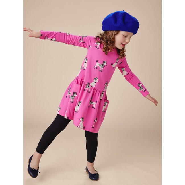 Print Long Sleeve Pocket Dress, Poodle Promenade - Dresses - 2