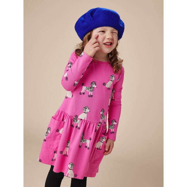 Print Long Sleeve Pocket Dress, Poodle Promenade - Dresses - 3