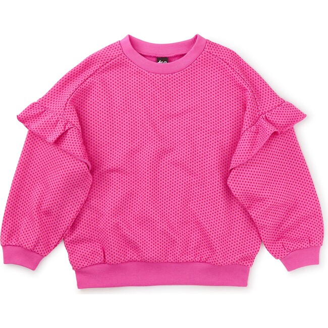 Mini Ikat Dot Ruffle Sleeve Popover, Pink - Sweatshirts - 1