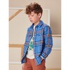 Plaid Flannel Button-Up Shirt, Bleu - Shirts - 2
