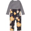 Striped & Floral Print Mix Baby Romper, Impressionist Roses - Rompers - 1 - thumbnail