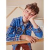 Plaid Flannel Button-Up Shirt, Bleu - Shirts - 3