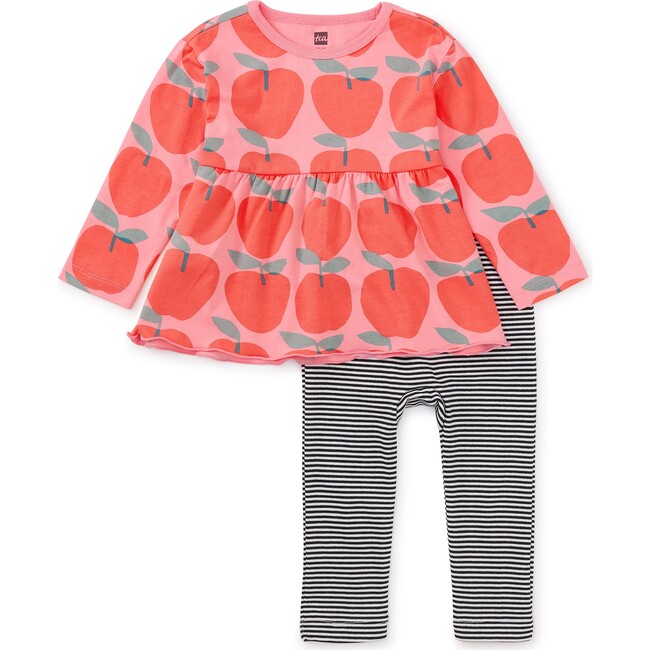 Print Peplum Top & Pants Baby Set, Normandy Apples