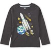 Glowing Rocket Graphic Tee, Pepper - T-Shirts - 1 - thumbnail