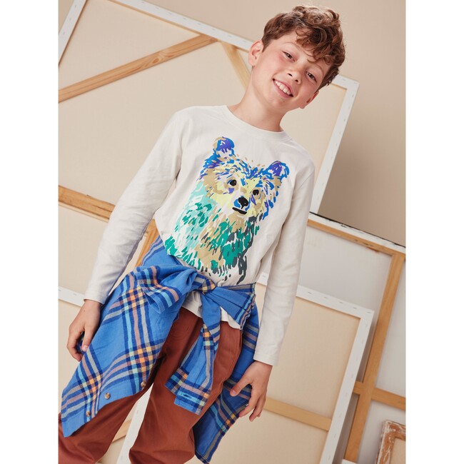 Impressionist Bear Graphic Tee, Ecru - T-Shirts - 3