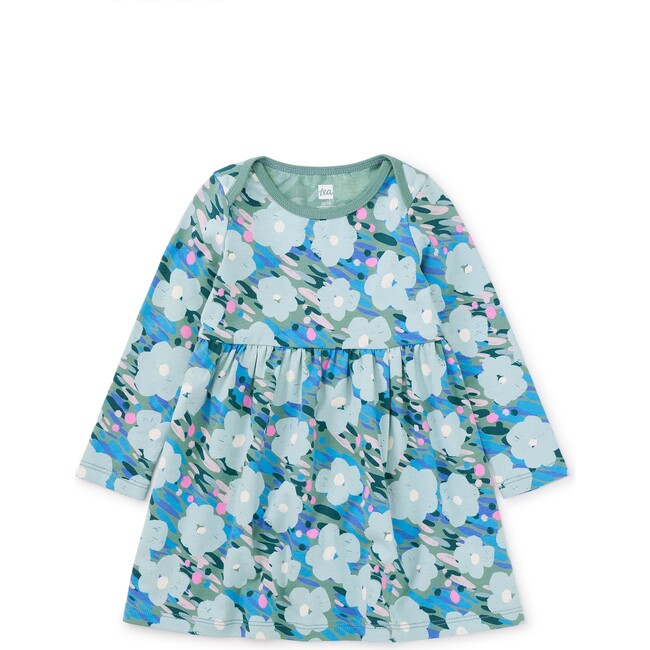 Floral Print Long Sleeve Skirted Baby Dress, Monet's Garden