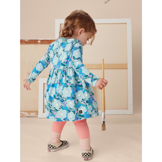 Floral Print Long Sleeve Skirted Baby Dress, Monet's Garden - Dresses - 3