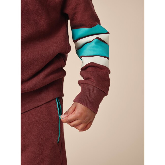 Elbow Stripe Hoodie, Sangria - Sweatshirts - 3