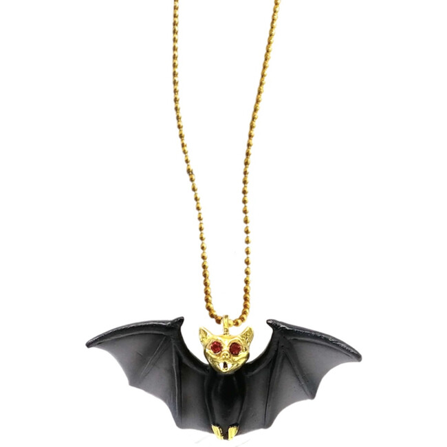 Halloween Bat Necklace with Red Rhinestones