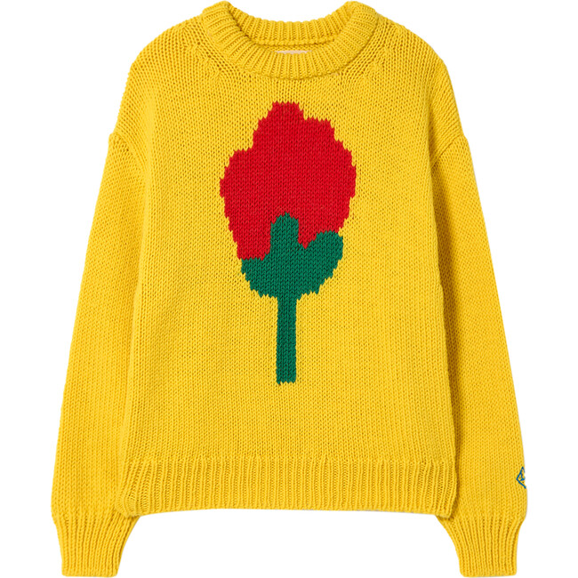 Flower Bull Kids Sweater, Yellow Logo