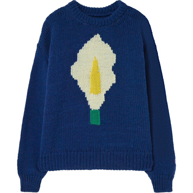 Flower Bull Kids Sweater, Navy Logo