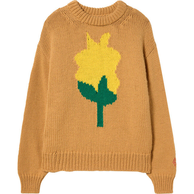 Flower Bull Kids Sweater, Beige Logo