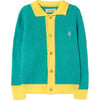 Bicolor Toucan Kids Cardigan, Turquoise - Cardigans - 1 - thumbnail