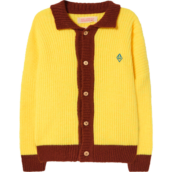 Bicolor Toucan Kids Cardigan, Yellow Logo