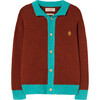 Bicolor Toucan Kids Cardigan, Brown Logo - Cardigans - 1 - thumbnail