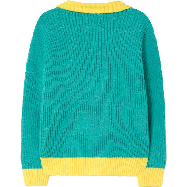 Bicolor Toucan Kids Cardigan, Turquoise - Cardigans - 2