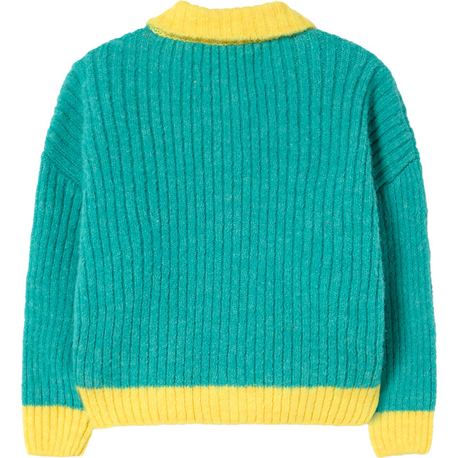 Bicolor Toucan Baby Cardigan, Turquoise - Cardigans - 2