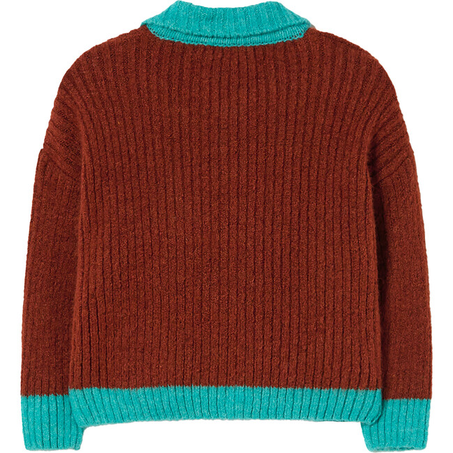 Bicolor Toucan Baby Cardigan, Brown Logo - Cardigans - 2