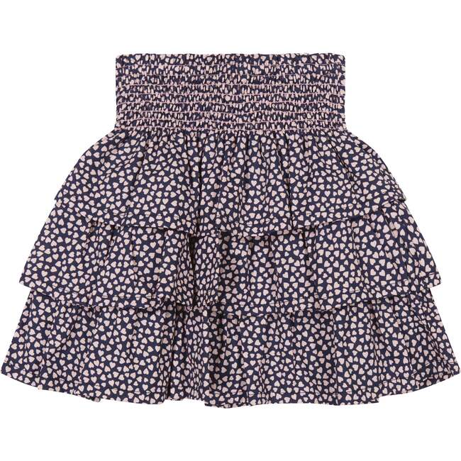 Maisy Girls Mini Hearts Print Ruffle Skirt, Pink