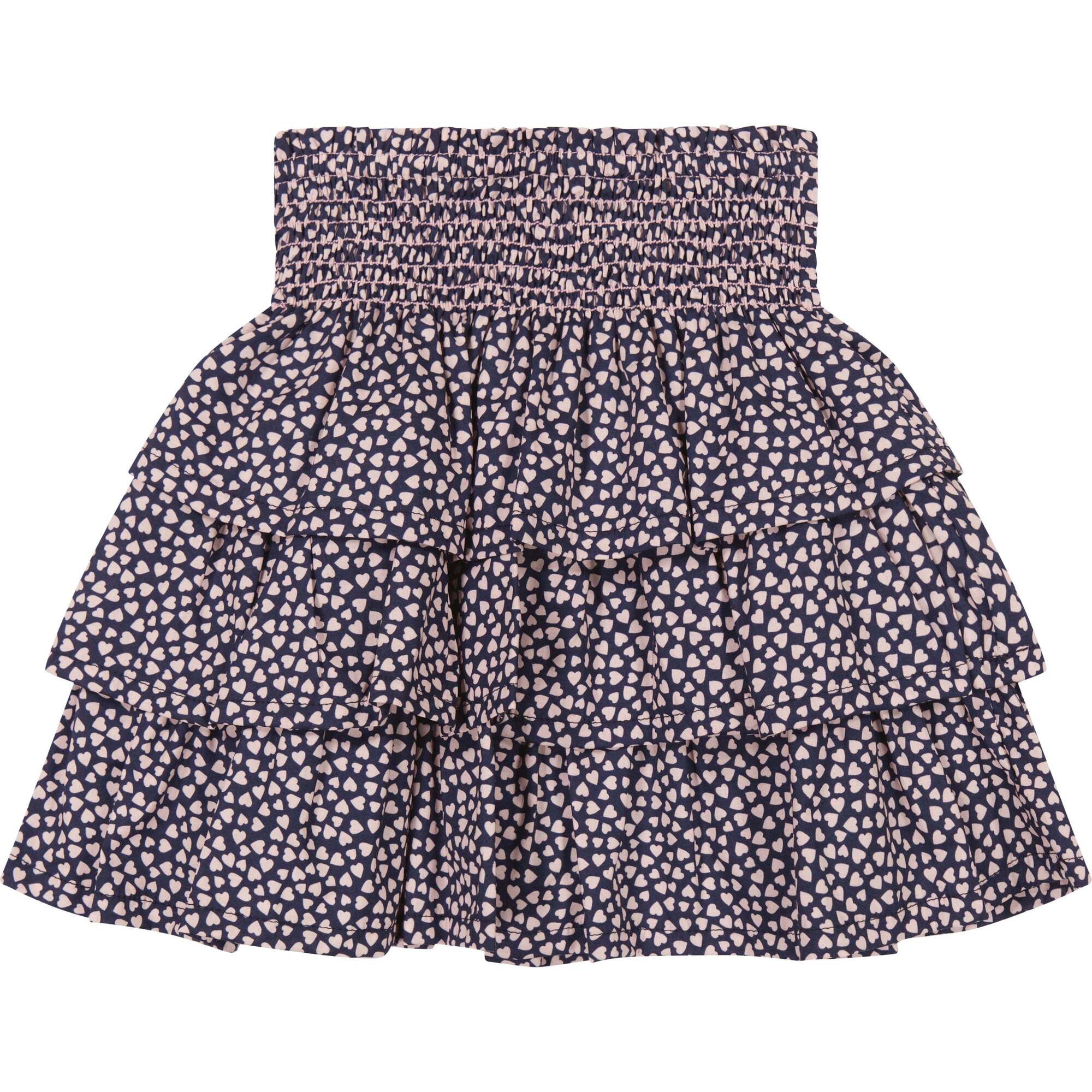 Maisy Girls Mini Hearts Print Ruffle Skirt, Pink - Skirts - 1