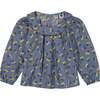 Sadie Side Peter Pan Collar Baby Blouse, Yellow Cerises - Blouses - 1 - thumbnail
