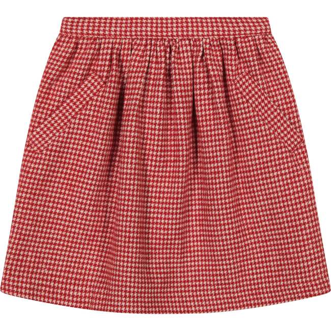 Kiki Houndstooth Check Pocket Skirt, Red